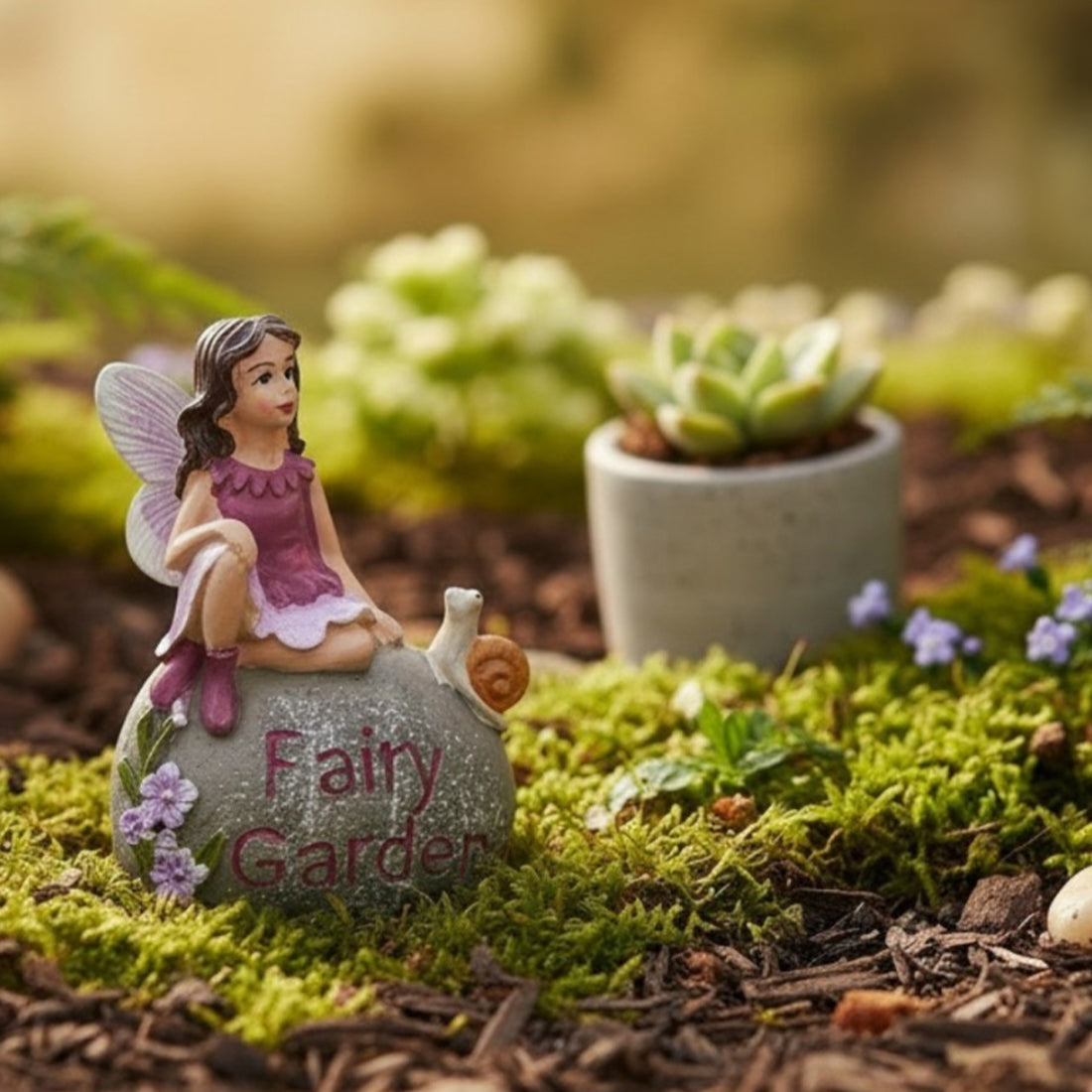 Fairy on Garden Stone Figurine