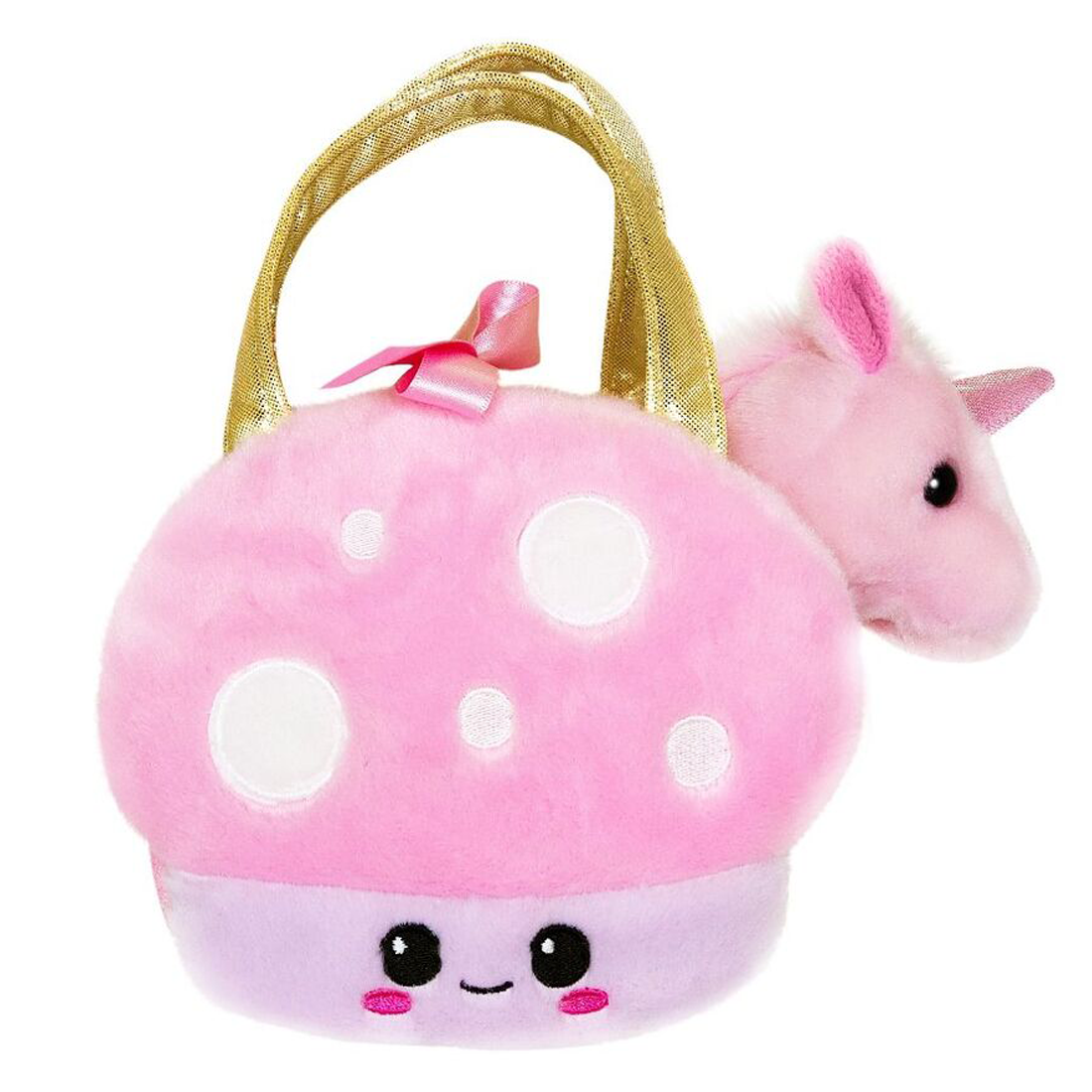 Fancy Pals Pink Plush Unicorn and Mushroom Handbag