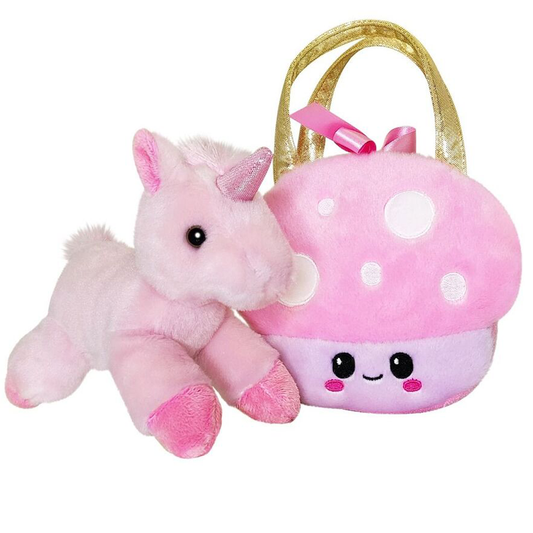 Fancy Pals Pink Plush Unicorn and Mushroom Handbag