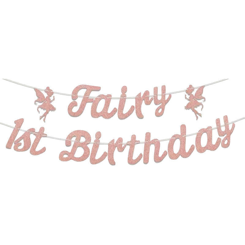 Flower Fairy First Birthday Banner