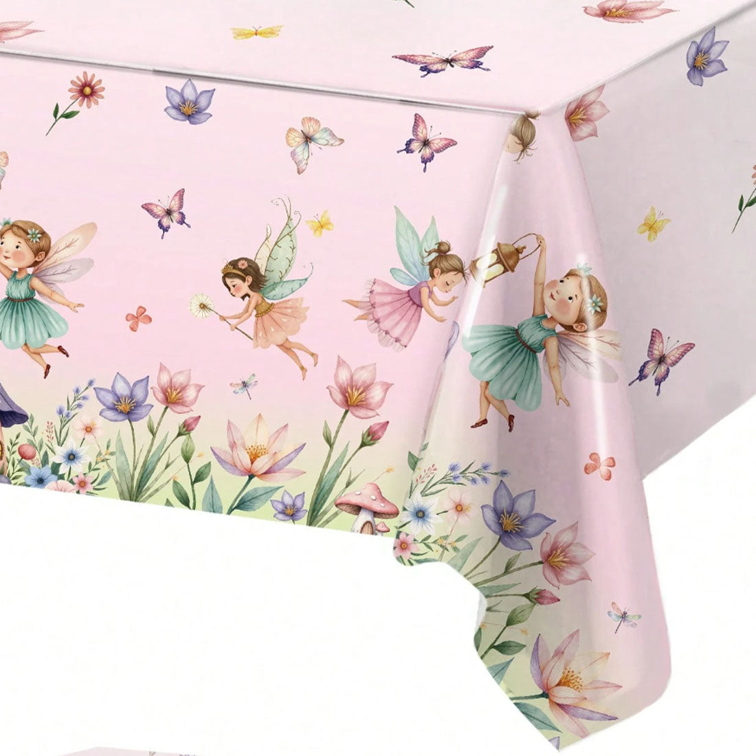 Flower Fairy Pink Party Tablecloth