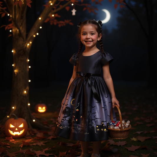 Girls Black Witch Ghostly Halloween Costume