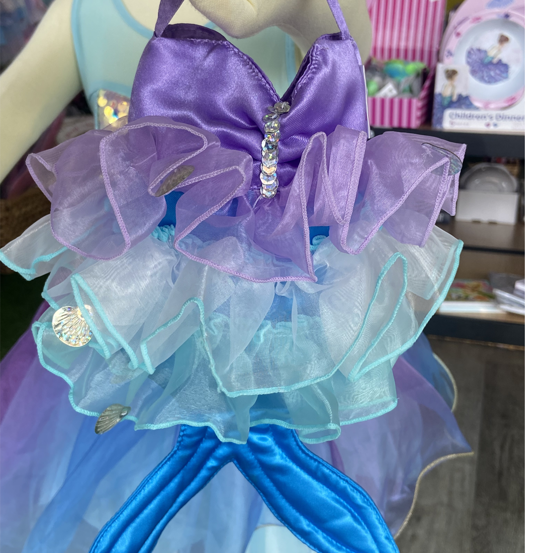 Girls Mermaid Aqua Satin and Organza Hand Bag