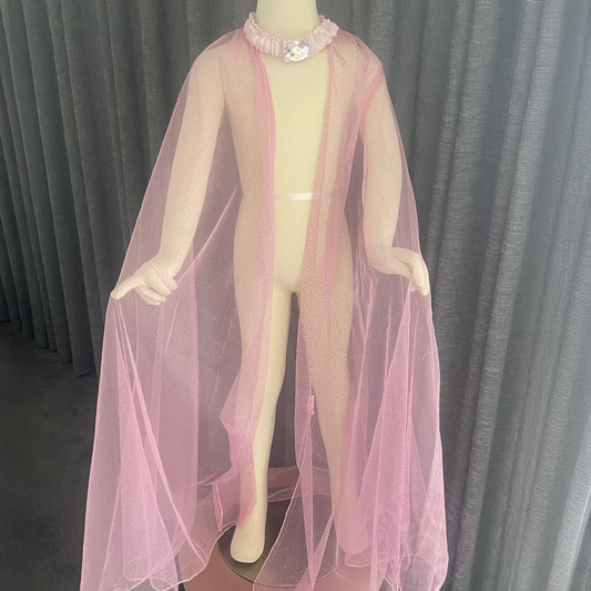 Girls Pink Glittery Princess Bling Cape