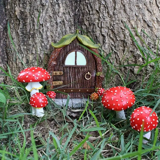 Glow in The Dark Fairy Door and Mushroom Set