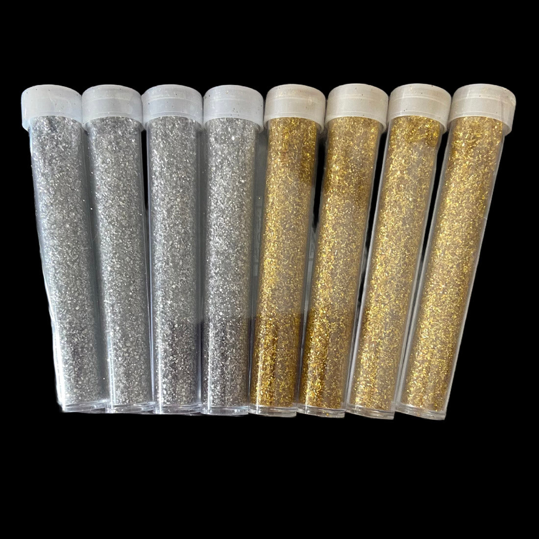 Gold and Silver Glitter Tubes Pack 8