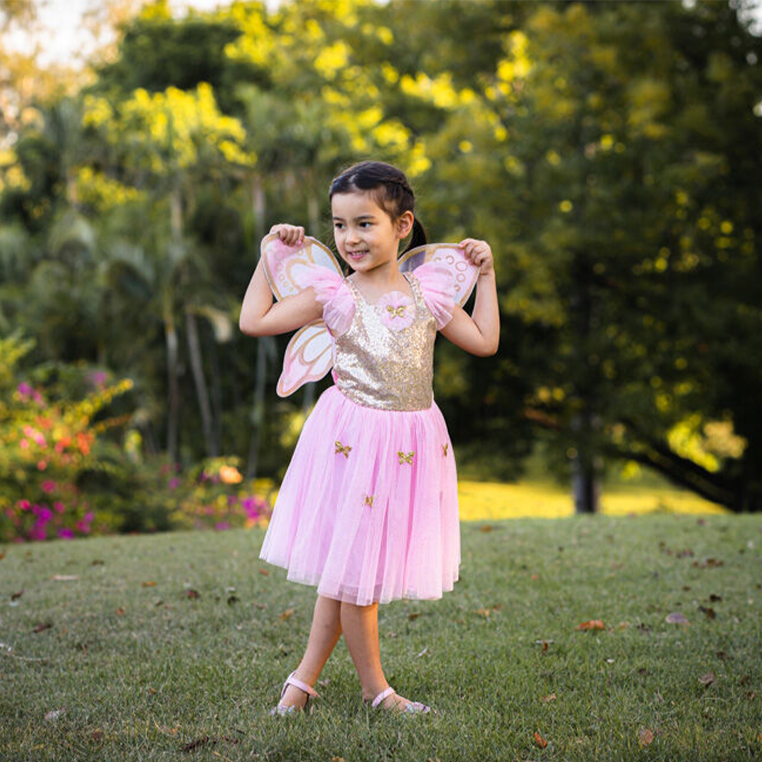 Gold Sequins Butterfly Dress & Wings - Size 5-7 The Fairy Shop Gold Sequins Butterfly Dress & Wings - Size 5-7 The Fairy Shop