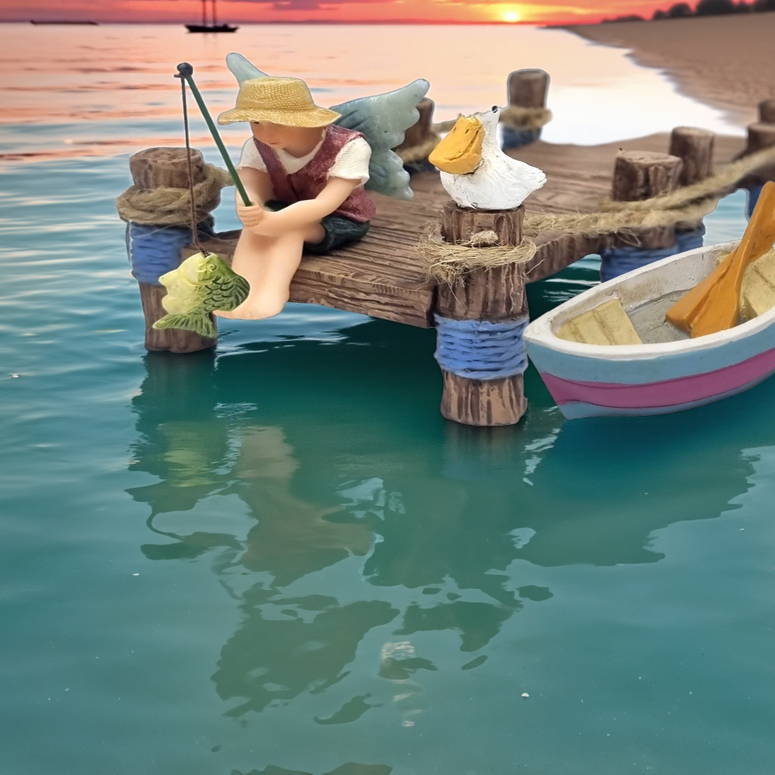 Gone Fishing Fairy Garden Three Piece Set