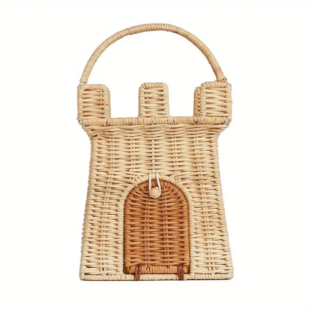 Handmade Castle Bag Basket With Fairytale Figurines Set