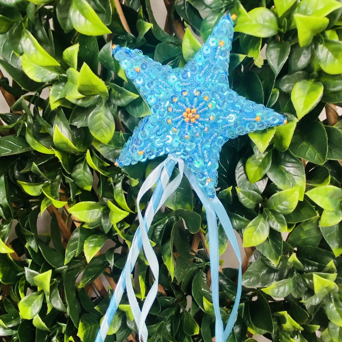 Handmade Fairy Blue Sequin Star Wand
