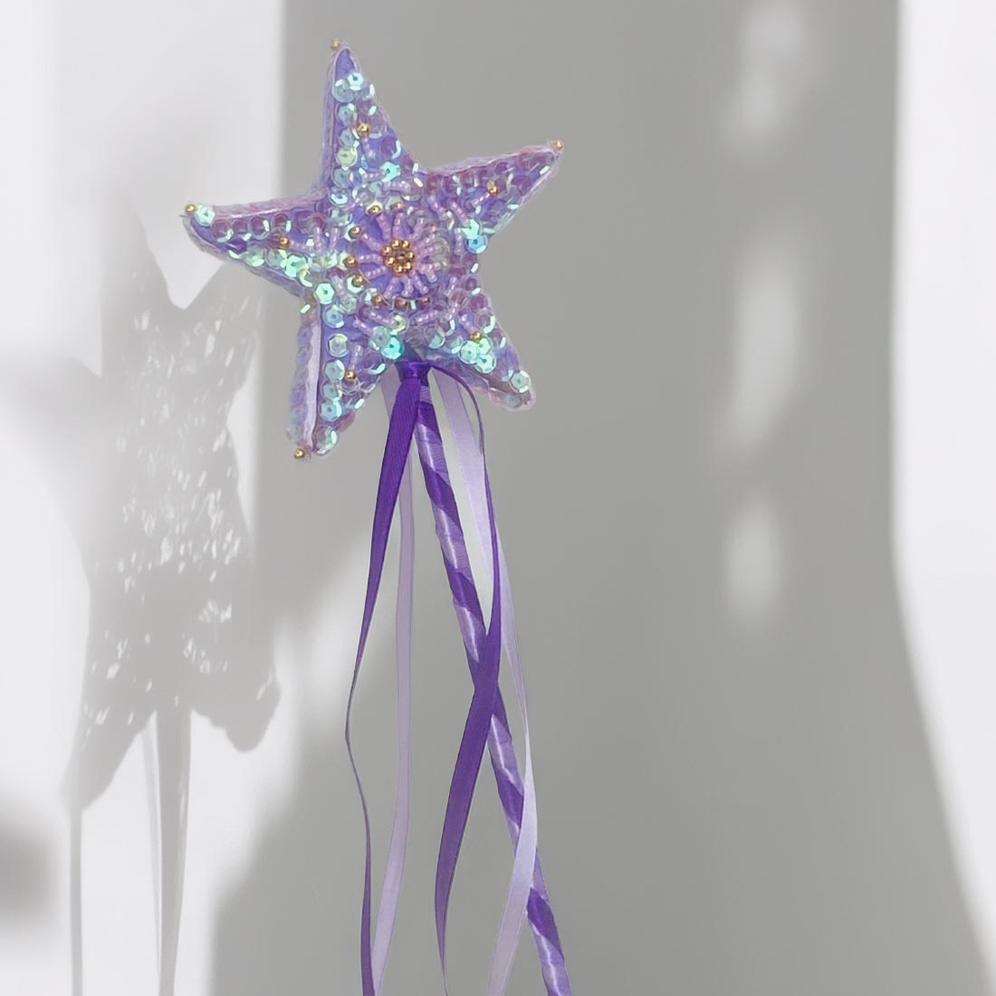 Handmade Fairy Lavender Sequin Star Wand