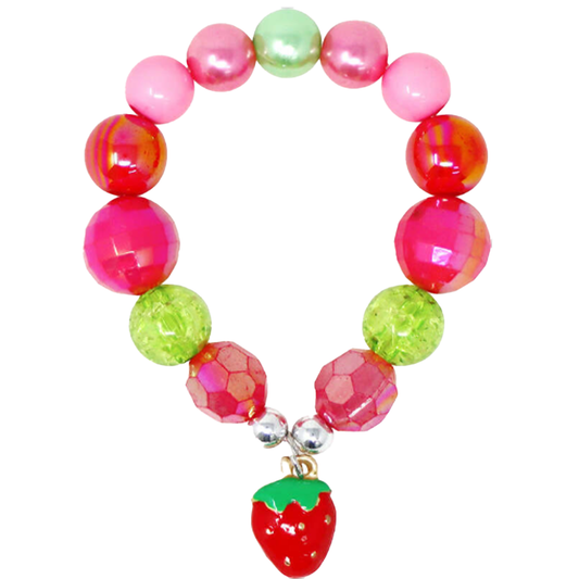 Hot Pink Strawberry Beaded Bracelet