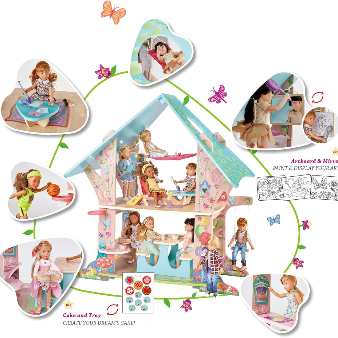 Kruselings Fun Wooden Club House Toy Set Doll