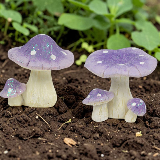 Lilac Glitter Fairy Garden Mushrooms