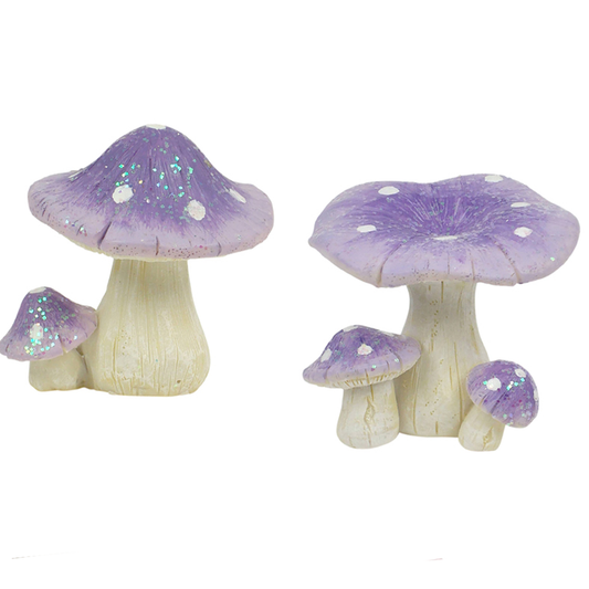 Lilac Glitter Fairy Garden Mushrooms