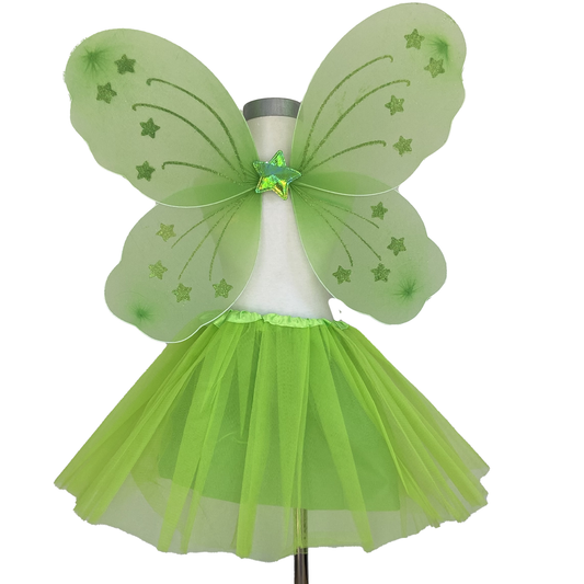 Lime Green Fairy Tutu and Wing Set