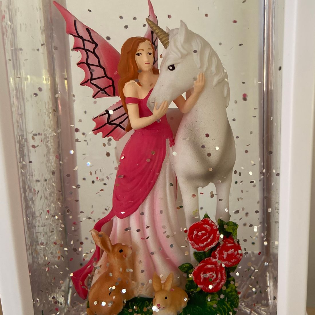 Magical White Lantern with Fairy and Unicorn