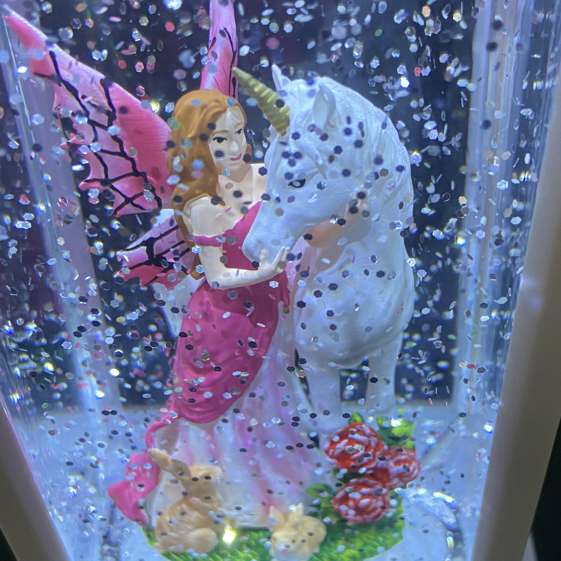 Magical White Lantern with Fairy and Unicorn