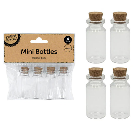 Mini Glass Bottles 5cm 4pk