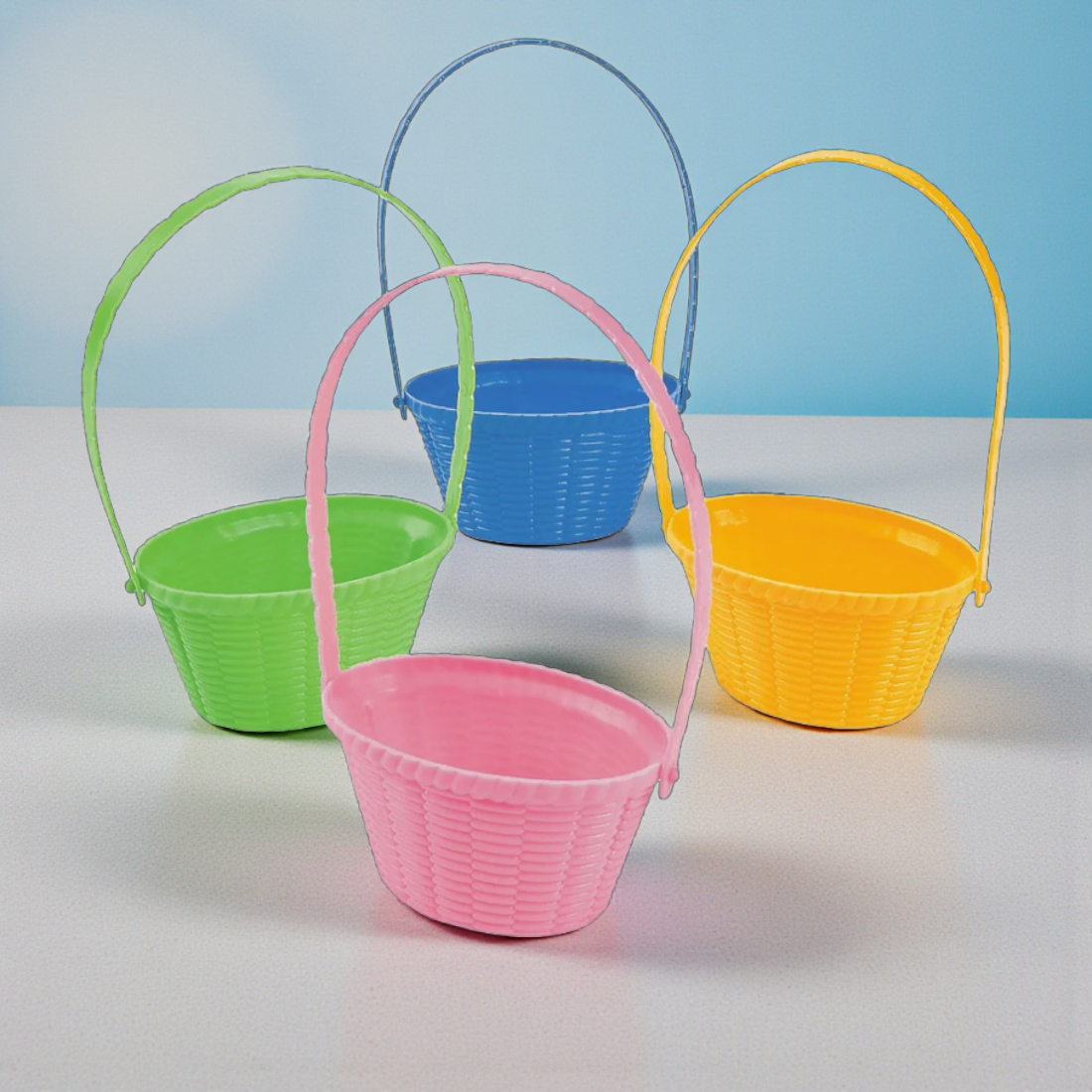 Mini Plastic Easter Baskets with Handle Packet of 4
