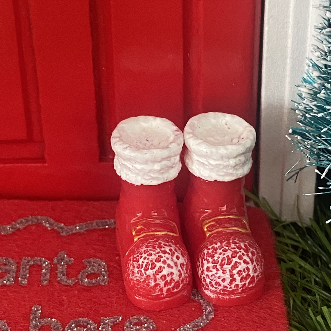 Miniature Red or Black Santa Claus Boots