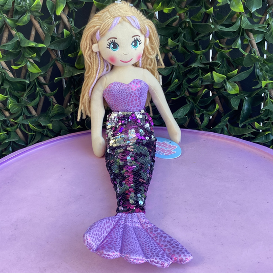 Nixie The Purple and Silver Flip Sequined Mermaid Doll