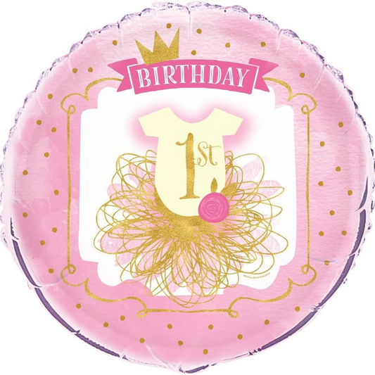 Pink and Gold 1st Birthday Fairy Tutu Foil Balloon