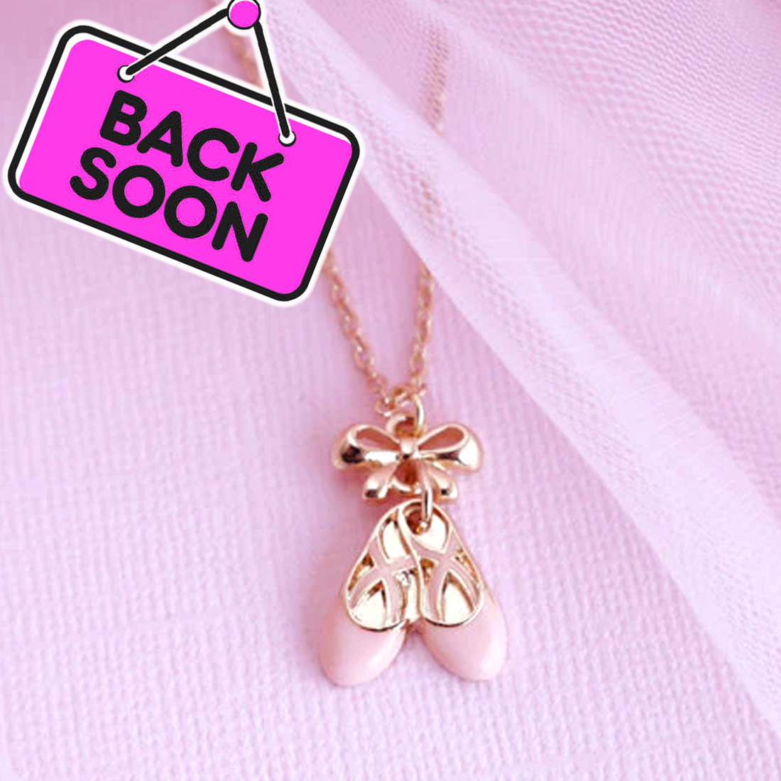 Pink Ballet Slippers Necklace by Lauren Hinkley