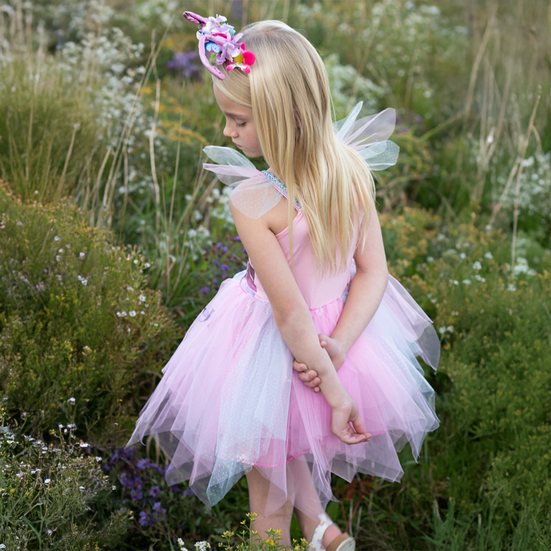 Pink Butterfly Fairy Dress & Headpiece -Size 5-6