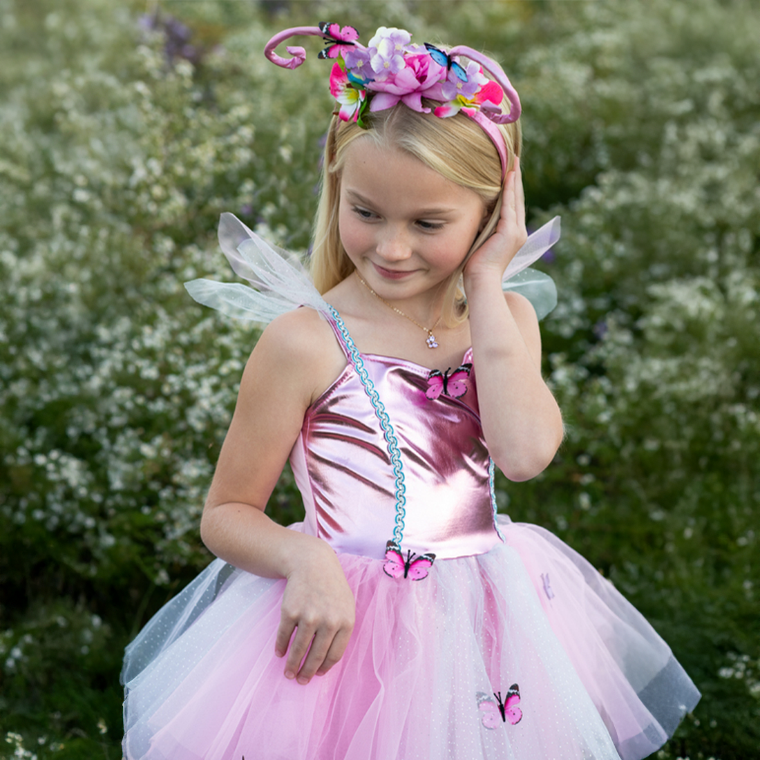 Pink Butterfly Fairy Dress & Headpiece -Size 5-6