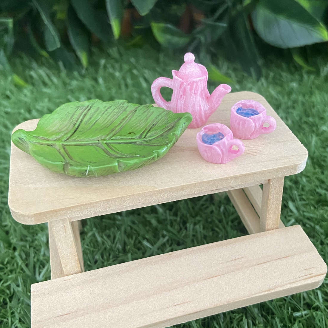 Pink Fairy Garden Leaf Tea Set