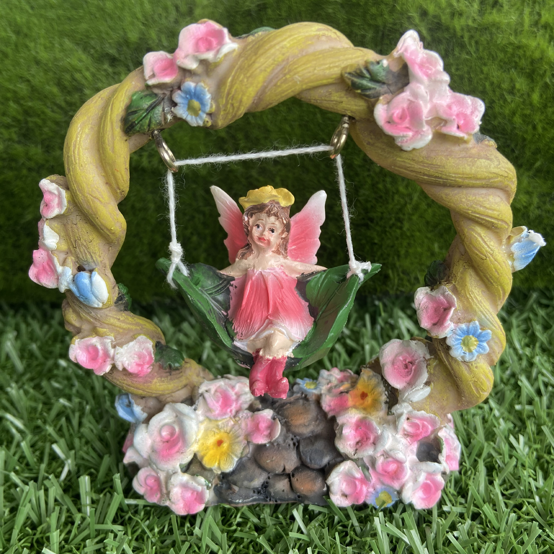 Pink Fairy on a Floral Swing