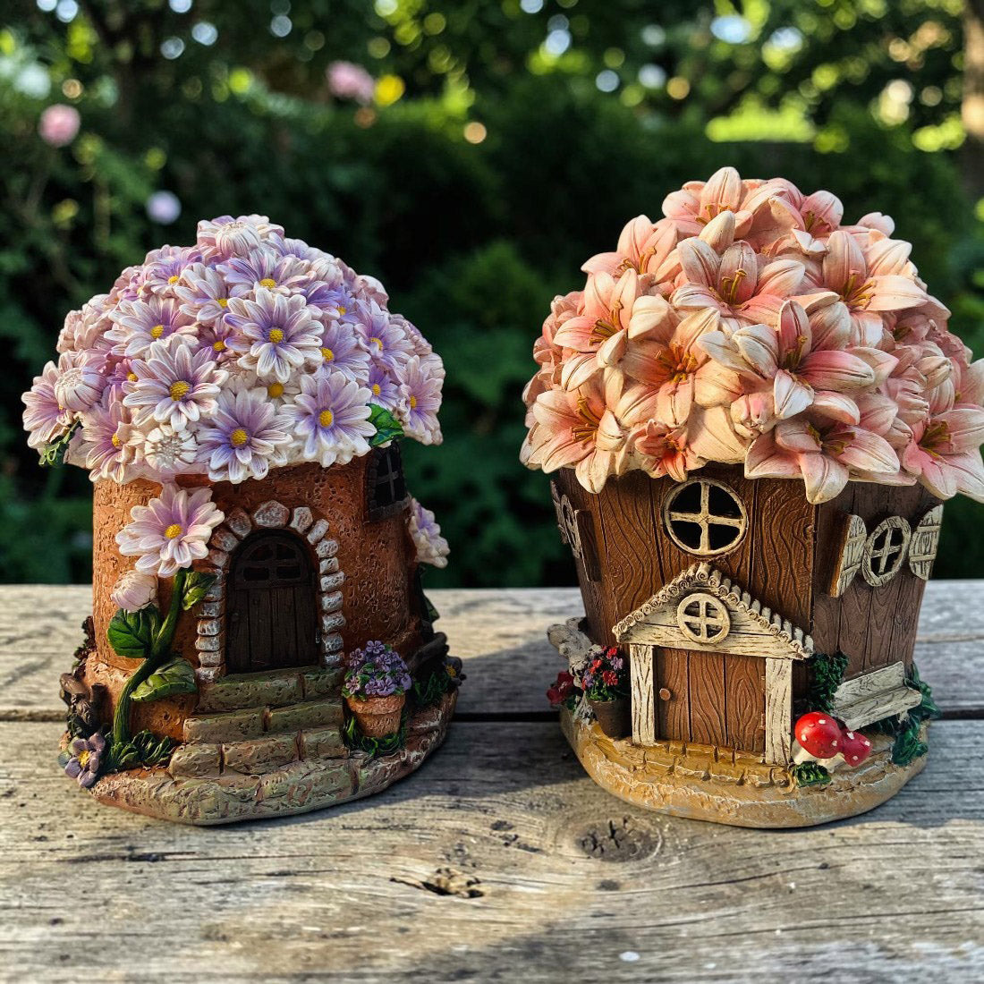 Pink Flower Fairy House