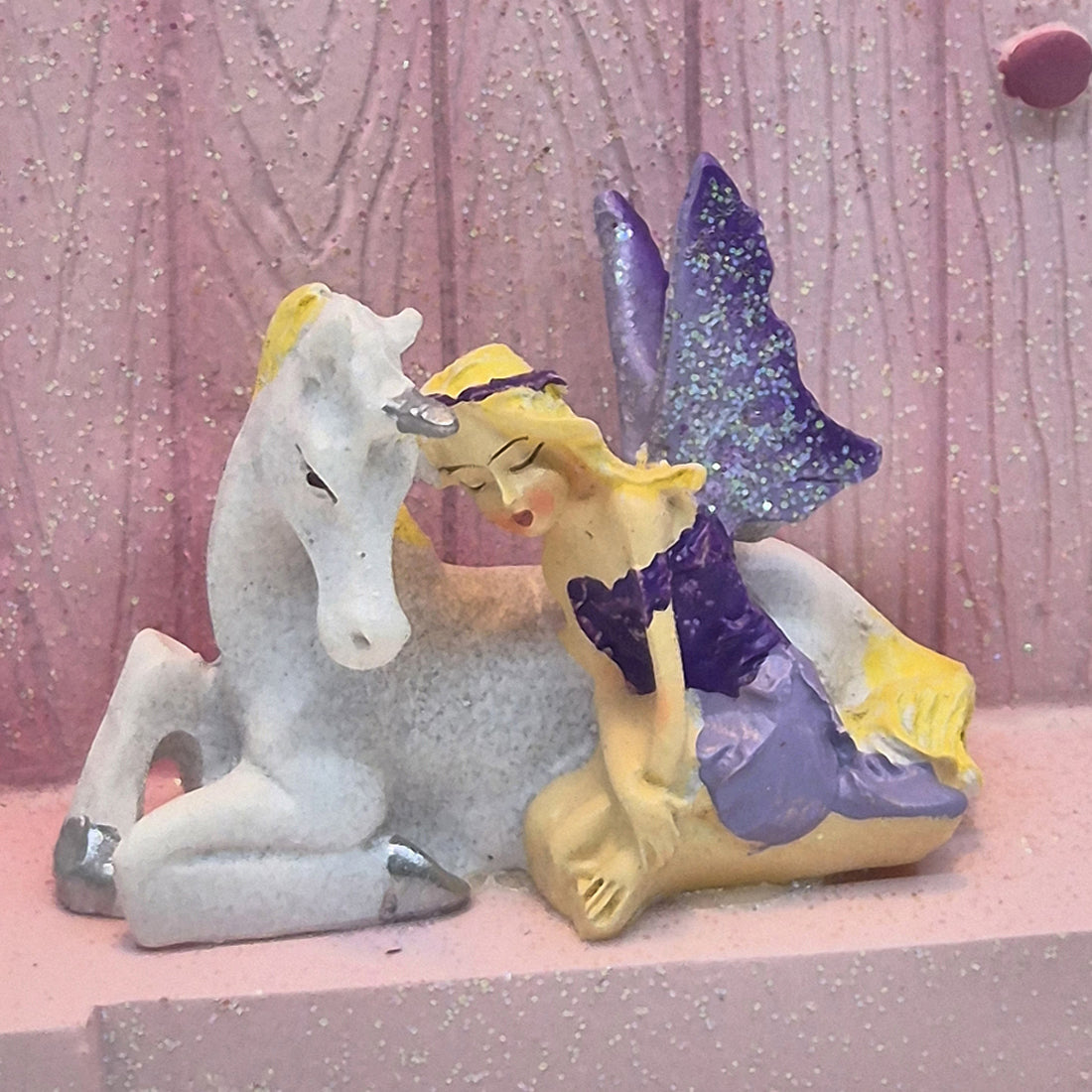 Pink Glitter Fairy Door and Unicorn