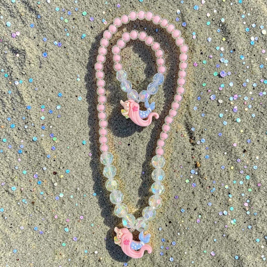 Pink Mermaid Choker Bracelet Set