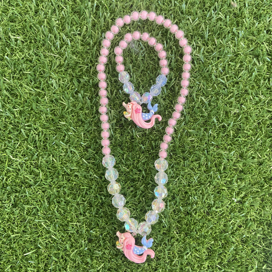 Pink Mermaid Choker Bracelet Set