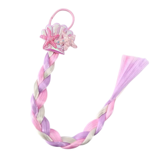 Pink Purple and White Mermaid Hair Pony Tail