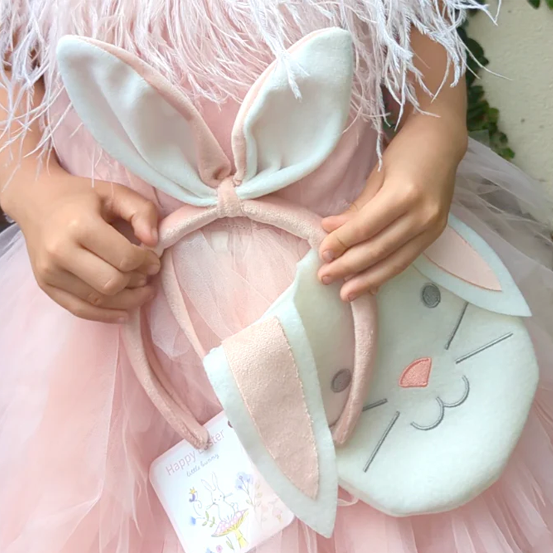 Pink Velvet Bunny Headband