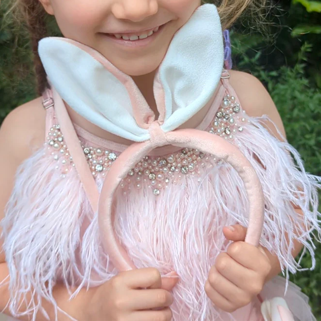 Pink Velvet Bunny Headband