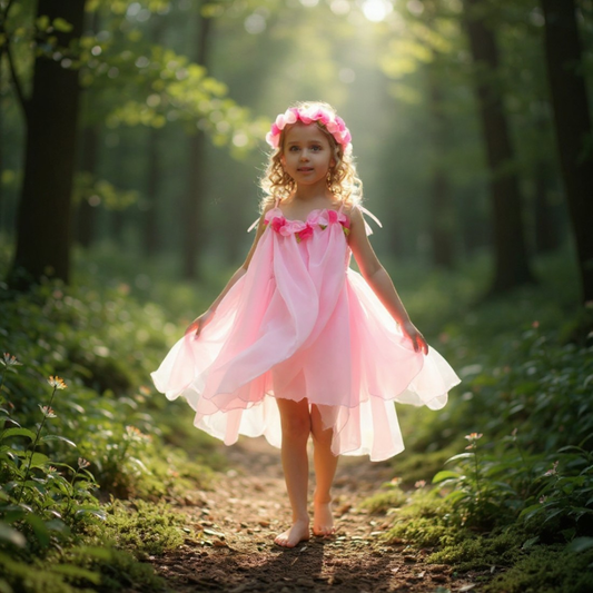 Pink Waterlily Forest Fairy Dress Boho Chic