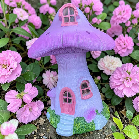 Purple Mushroom Fairy Garden House