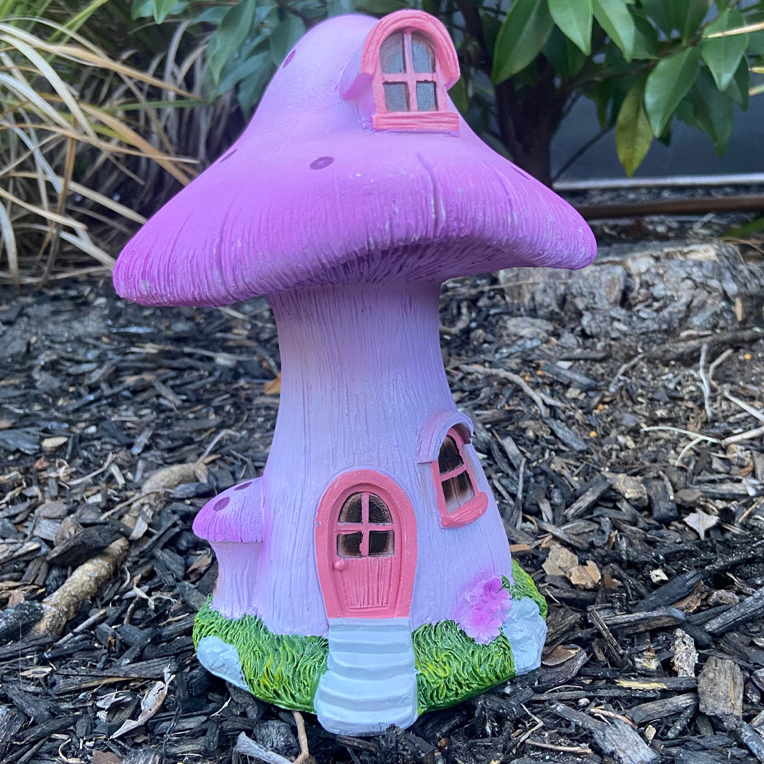 Purple Mushroom Fairy Garden House
