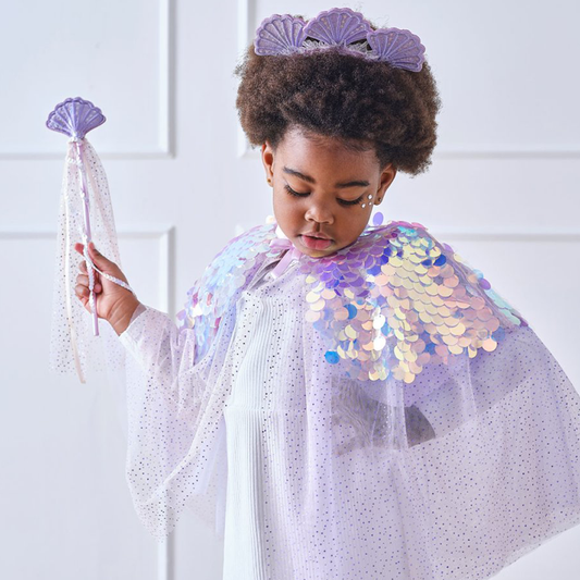 Purple Sequin Mermaid Costume Cape