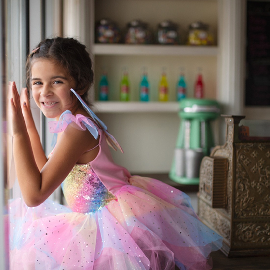 Rainbow Fairy Dress with Wings