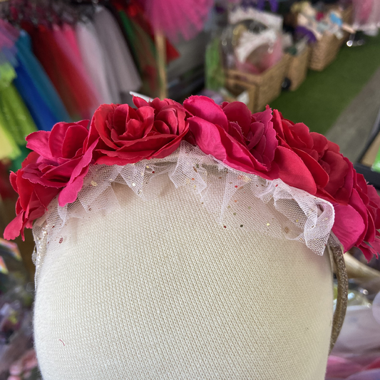 Red and Hot Pink Floral Headband