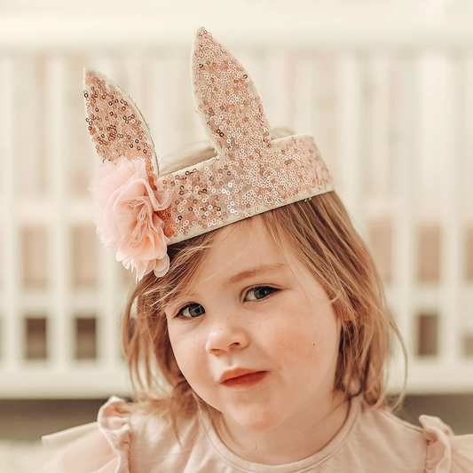 Sequin Bunny Crown Rose Gold