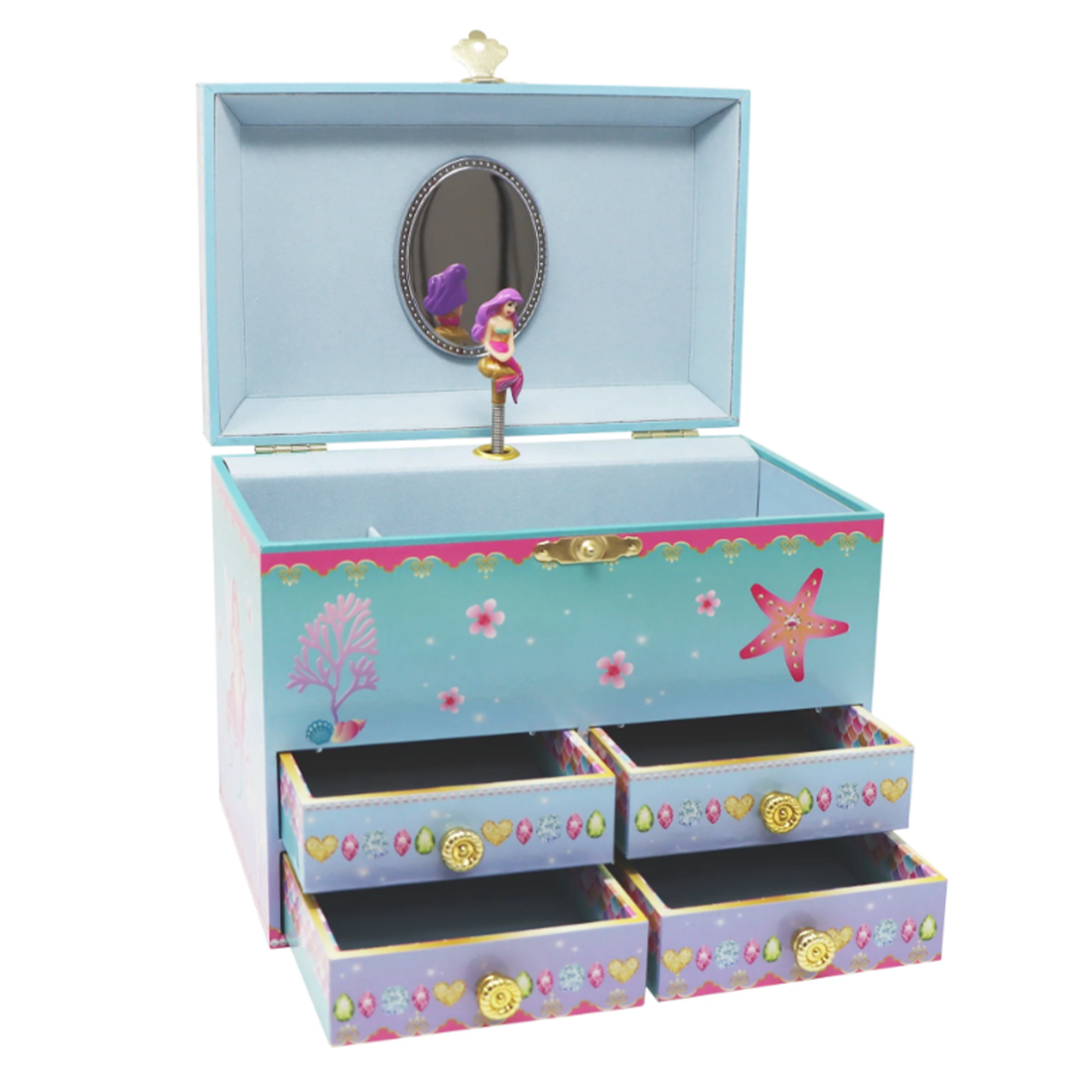 Shimmering Mermaid Musical Jewellery Box with Twirling Mermaid Figurine