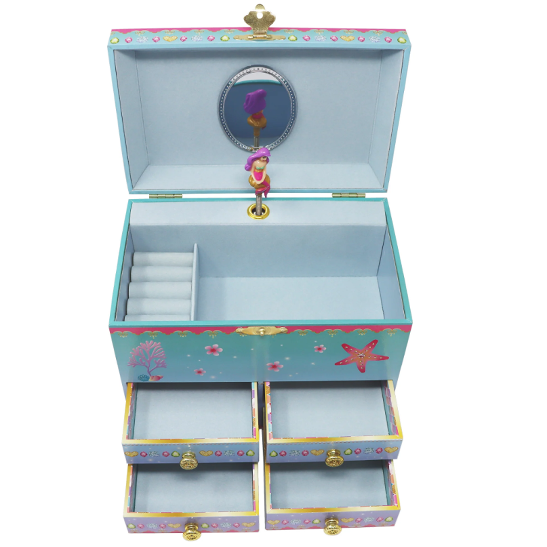 Shimmering Mermaid Musical Jewellery Box with Twirling Mermaid Figurine