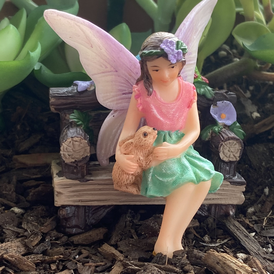 Sitting Fairy Minzhi With Her Bunny Companion