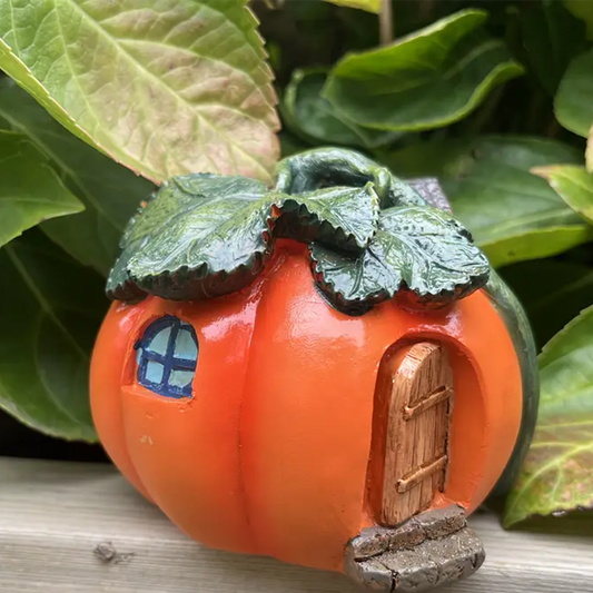 Small Orange Pumpkin Fairy House